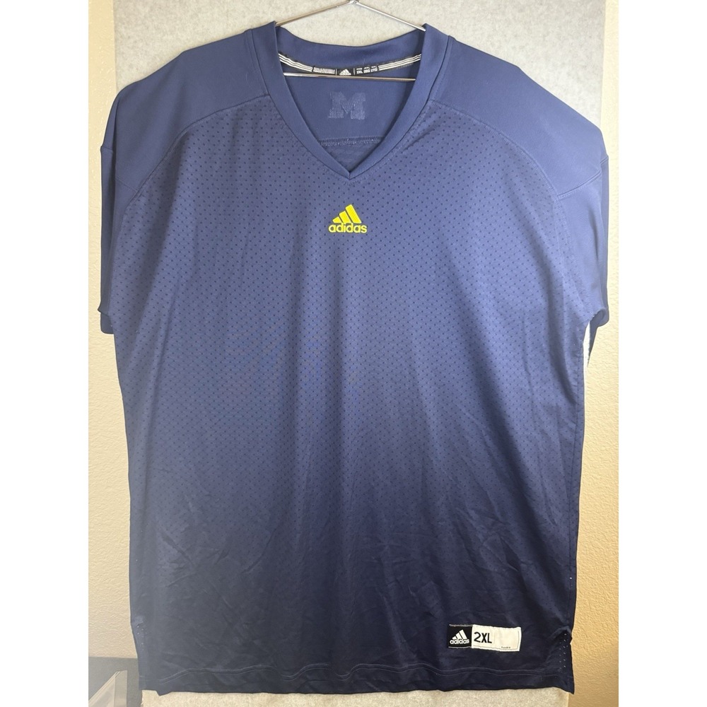 Adidas Michigan wolverine's ncaa football vneck mesh jersey navy blue 2xl